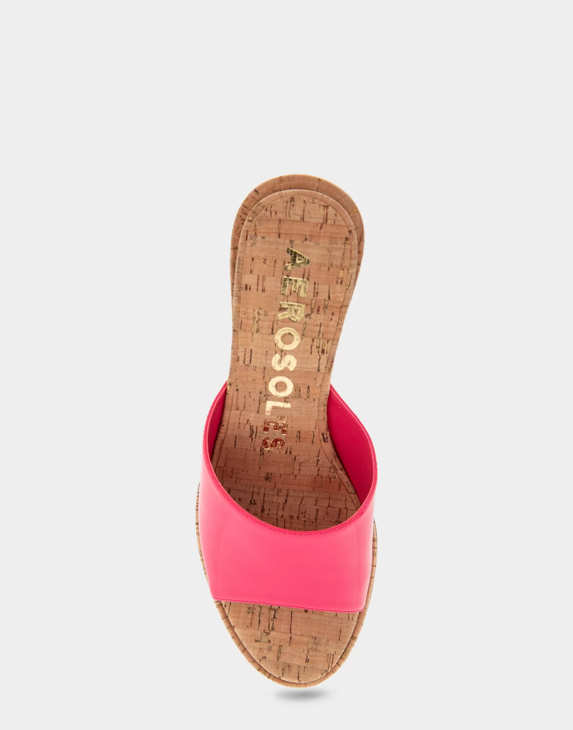 Aerosoles Slides | Dress*Comfortable Women's Wedge Slide Sandal in Virtual Pink Patent Faux Leather