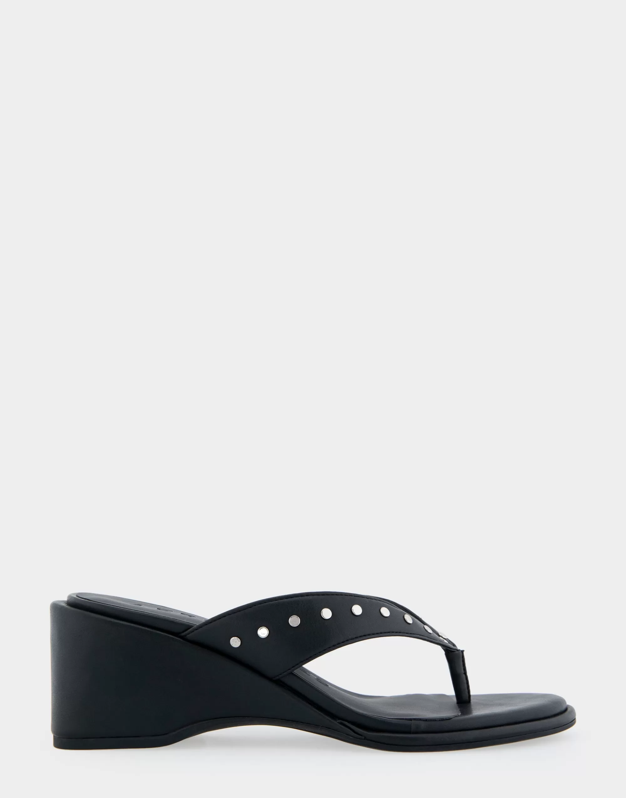 Aerosoles Dress | Wedges*Comfortable Women's Wedge Thong Sandal in Black Allover Faux Leather