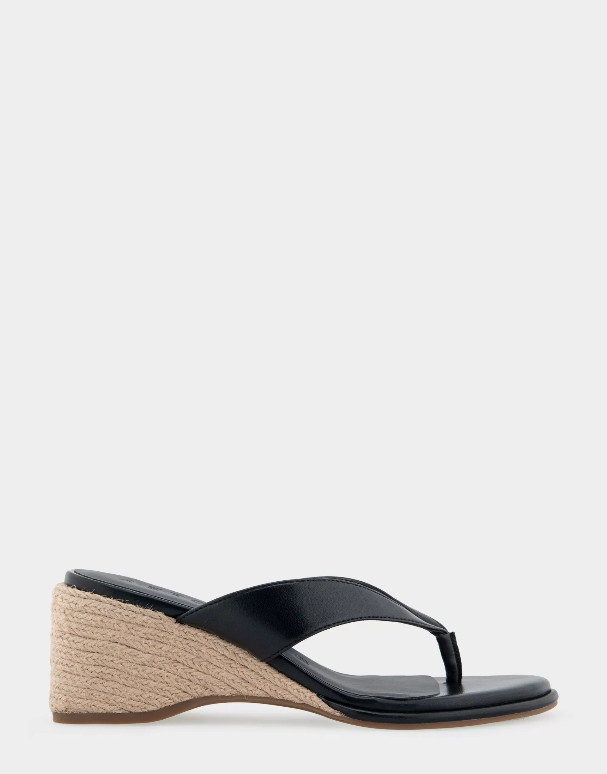 Aerosoles Dress | Wedges*Comfortable Women's Wedge Thong Sandal in Black Faux Leather