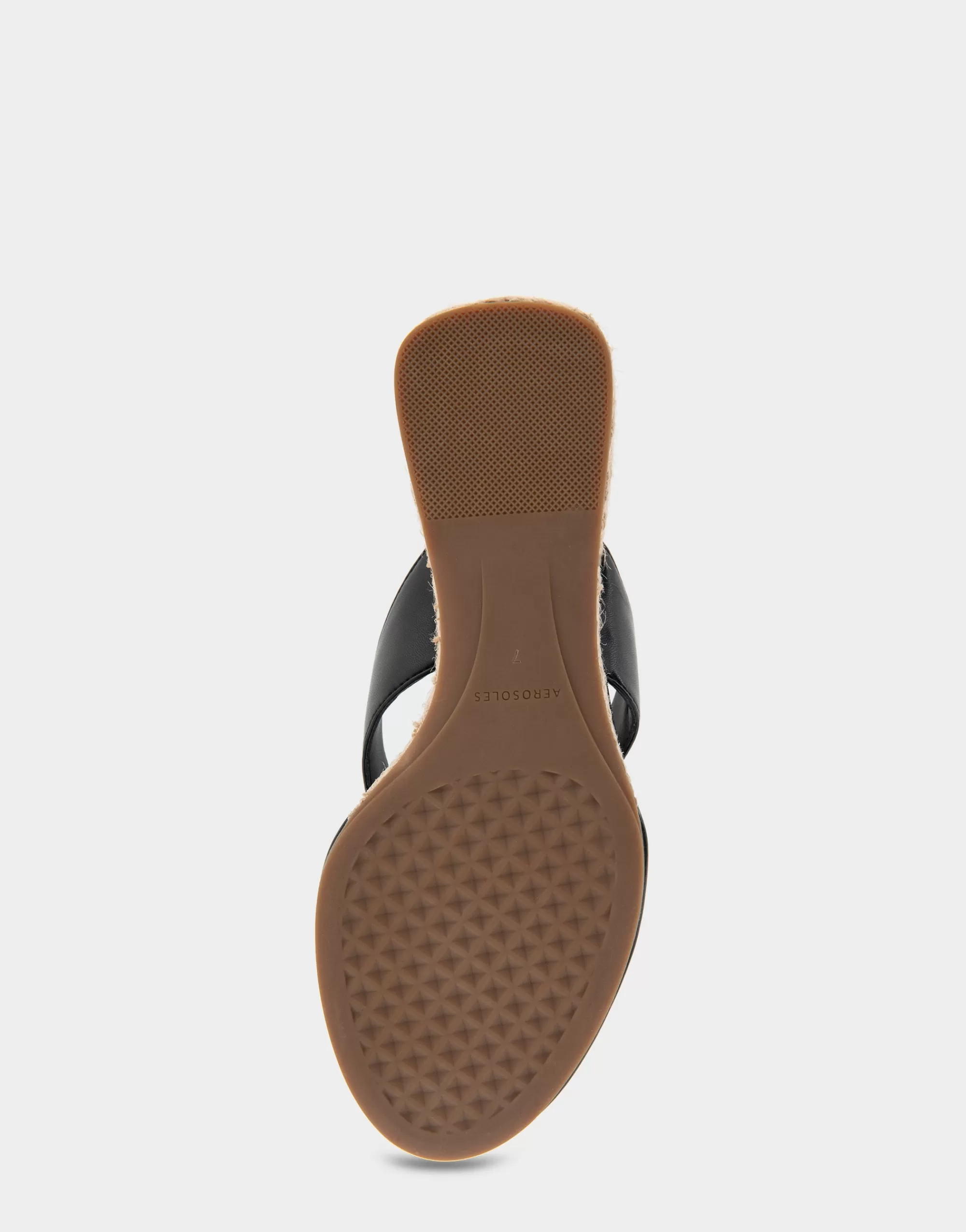 Aerosoles Dress | Wedges*Comfortable Women's Wedge Thong Sandal in Black Faux Leather