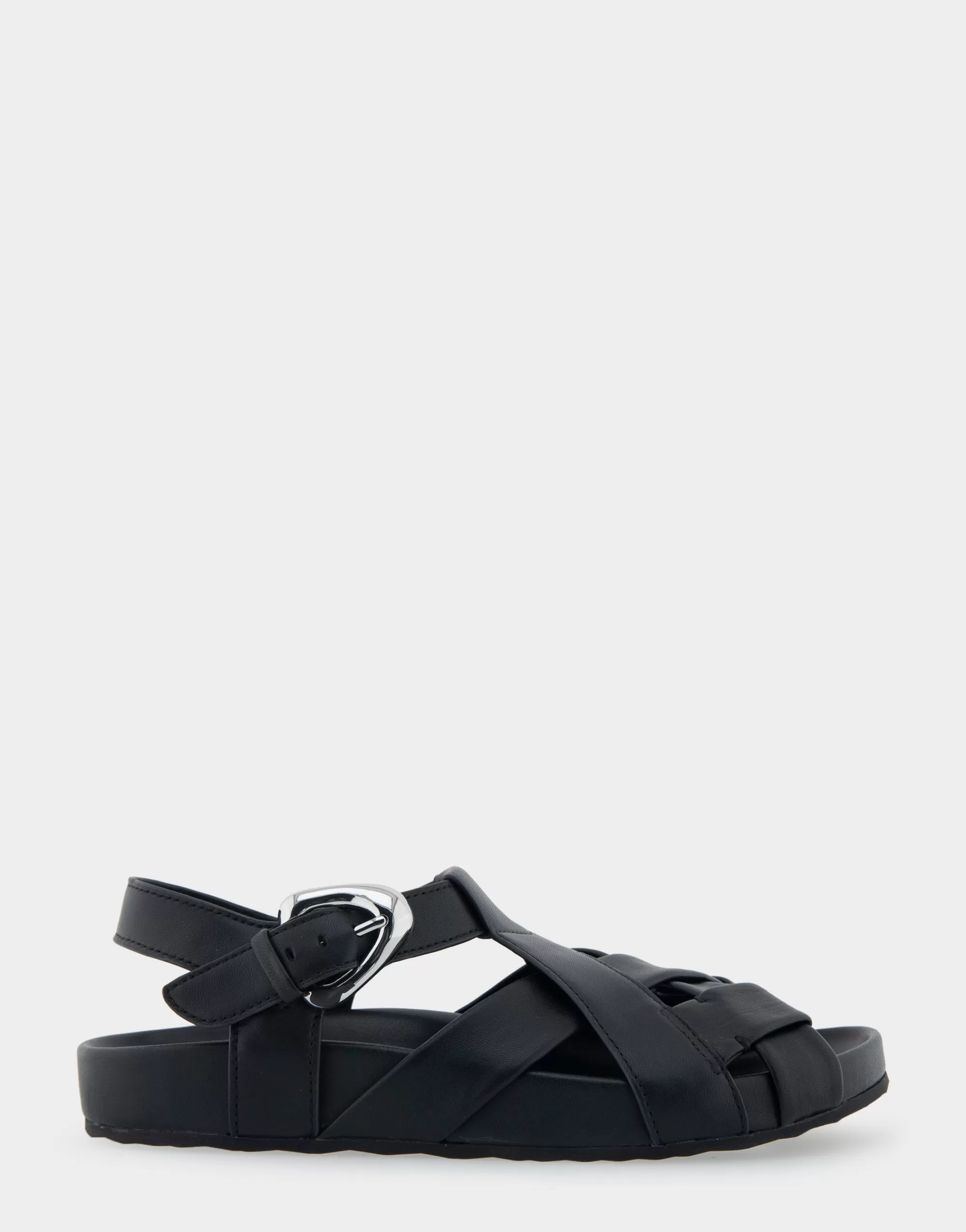 Aerosoles Flats*Comfortable Women's Woven Fisherman Footbed Sandal in Black Leather