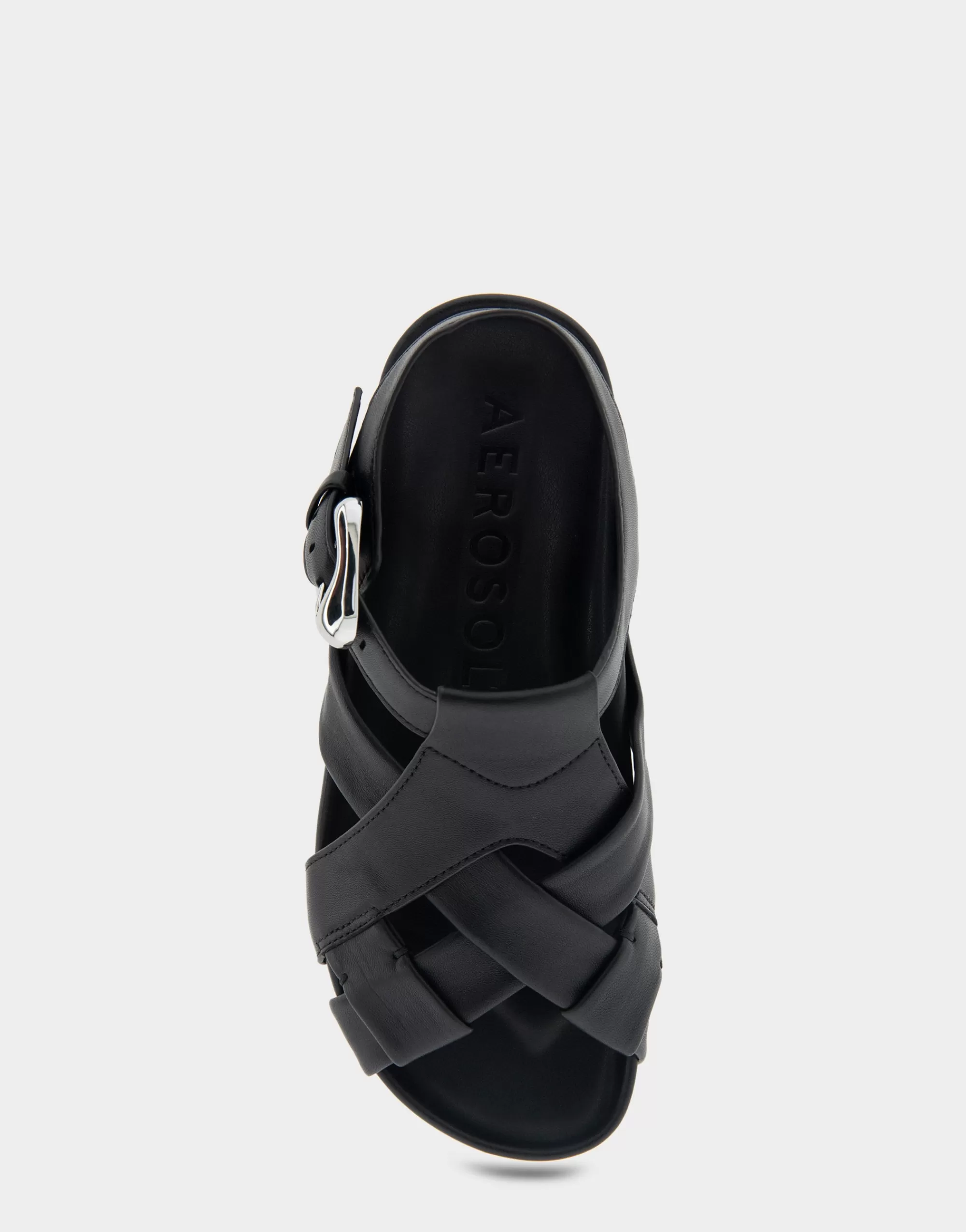 Aerosoles Flats*Comfortable Women's Woven Fisherman Footbed Sandal in Black Leather