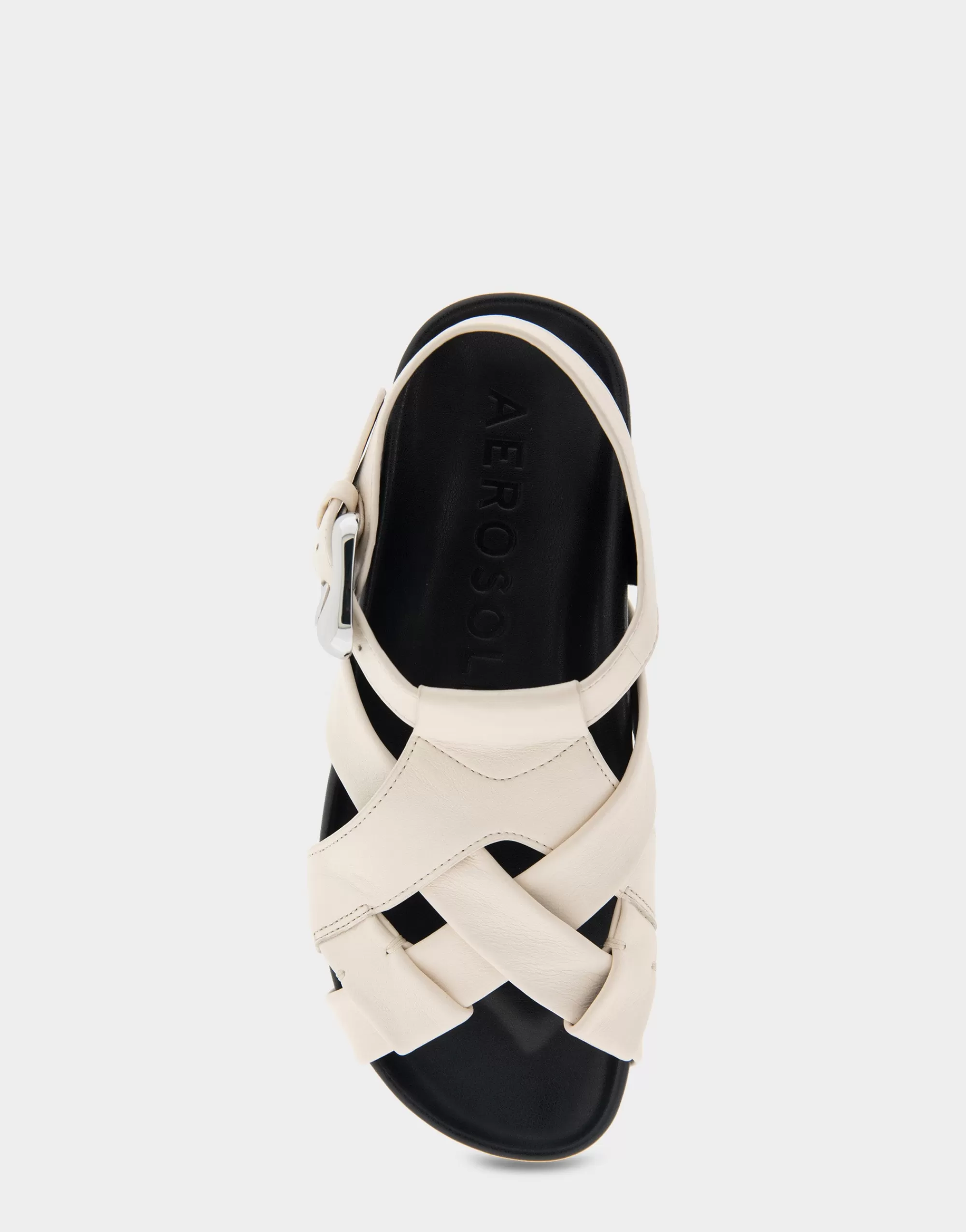 Aerosoles Flats*Comfortable Women's Woven Fisherman Footbed Sandal in Eggnog Leather