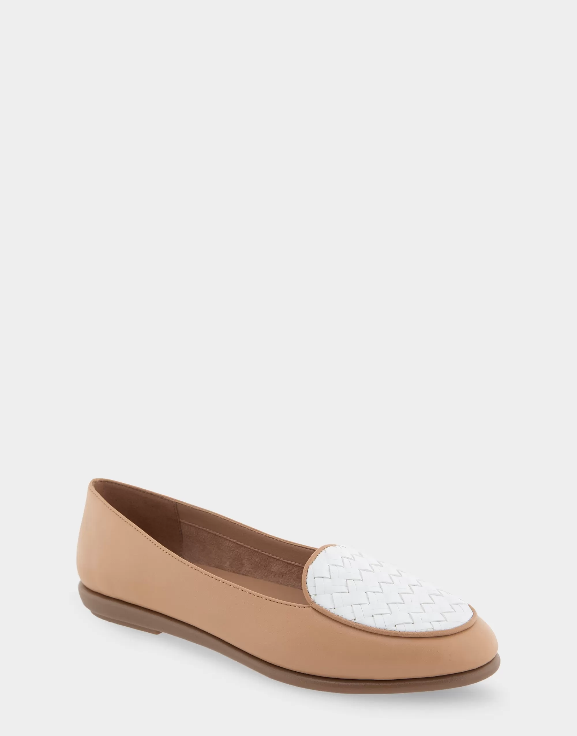 Aerosoles Wide Width Flats | Loafers*Comfortable Women's Woven Plug Loafer in Doe Faux Leather