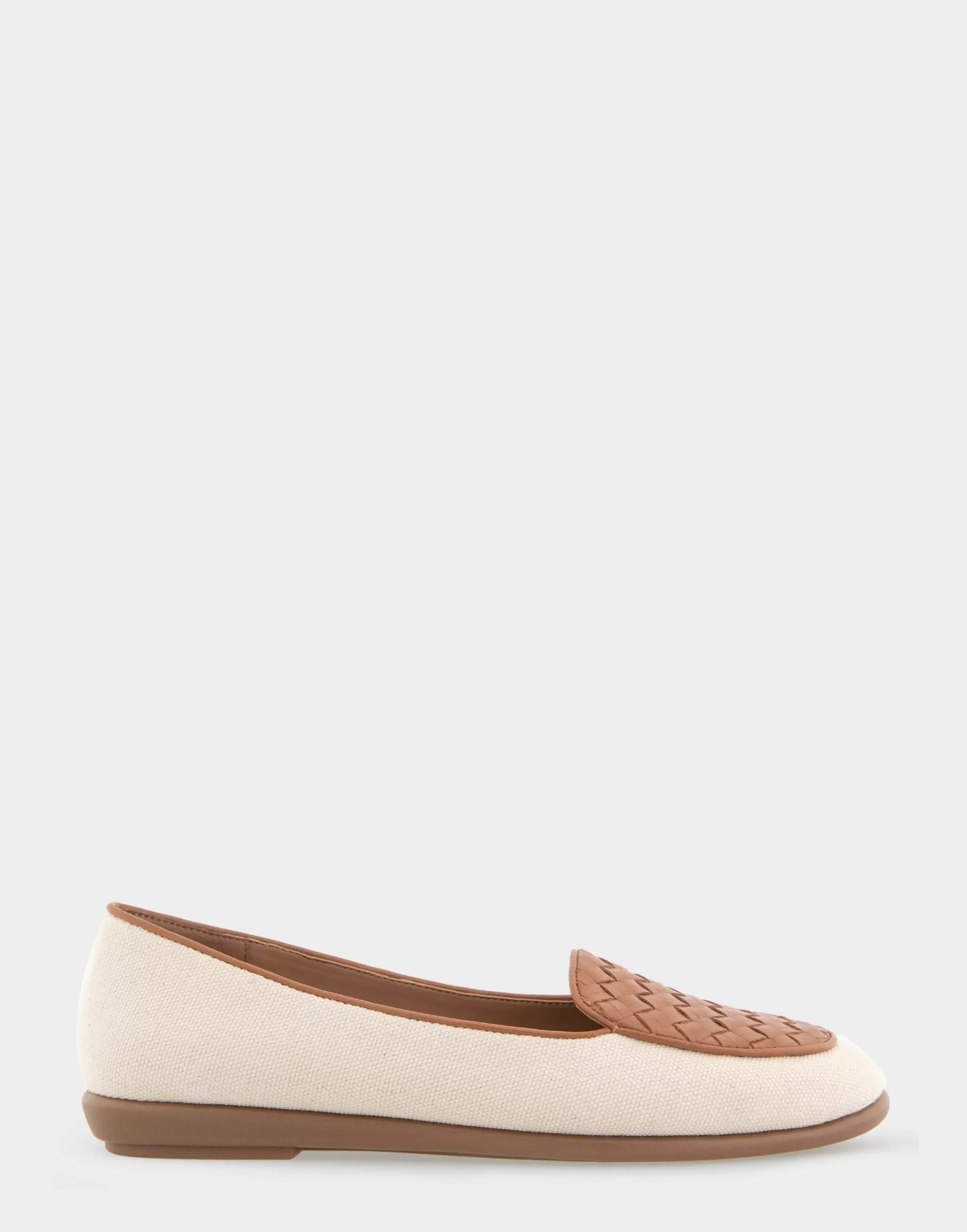 Aerosoles Wide Width Flats | Loafers*Comfortable Women's Woven Plug Loafer in Natural Canvas Fabric Faux Leather